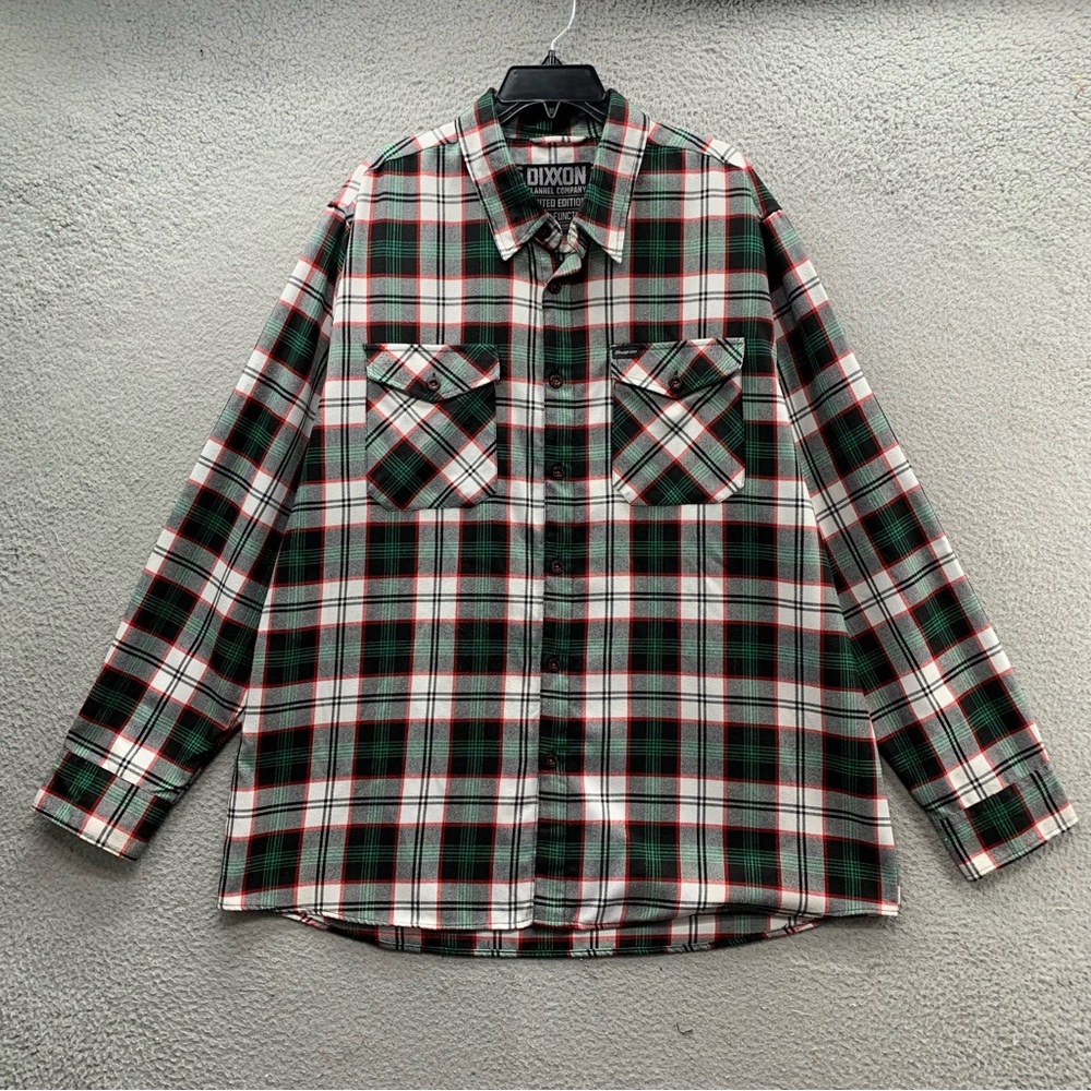 Dixxon Flannel Button Shirt Men’s 2X Arthur Plaid Black Green Long Sleeve Work